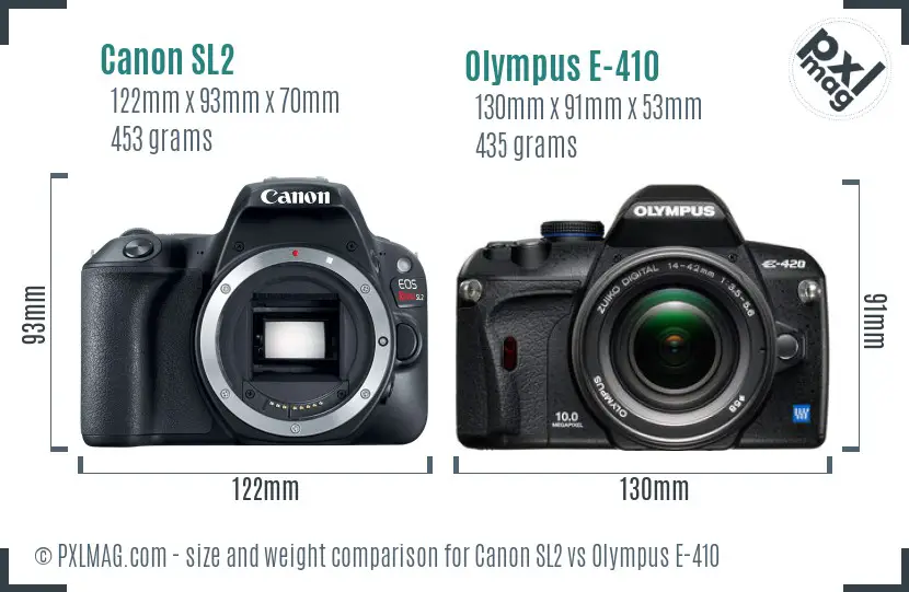 Canon SL2 vs Olympus E-410 size comparison