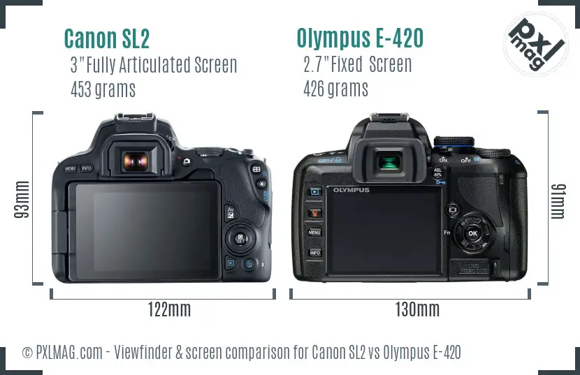Canon SL2 vs Olympus E-420 Screen and Viewfinder comparison