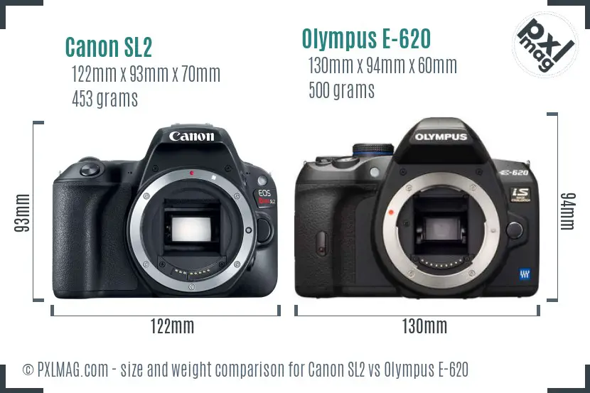 Canon SL2 vs Olympus E-620 size comparison