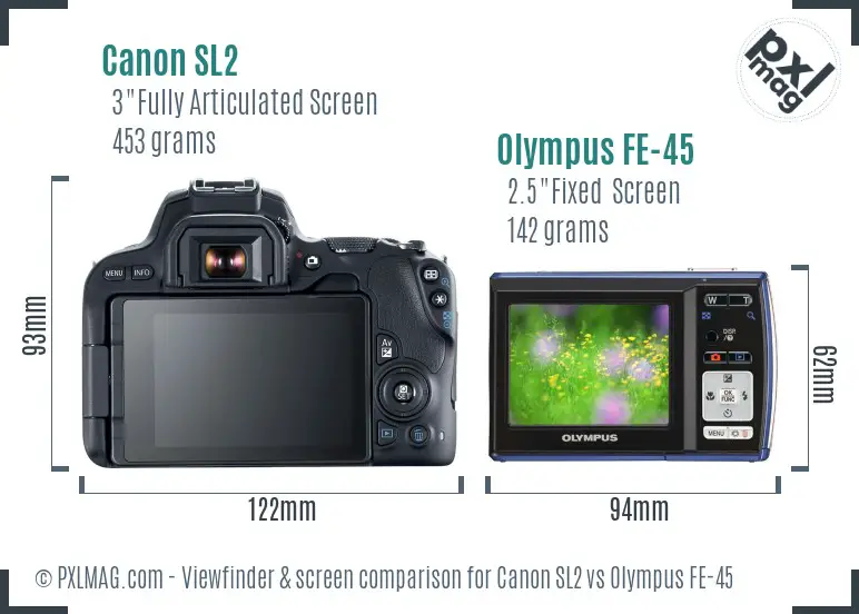 Canon SL2 vs Olympus FE-45 Screen and Viewfinder comparison