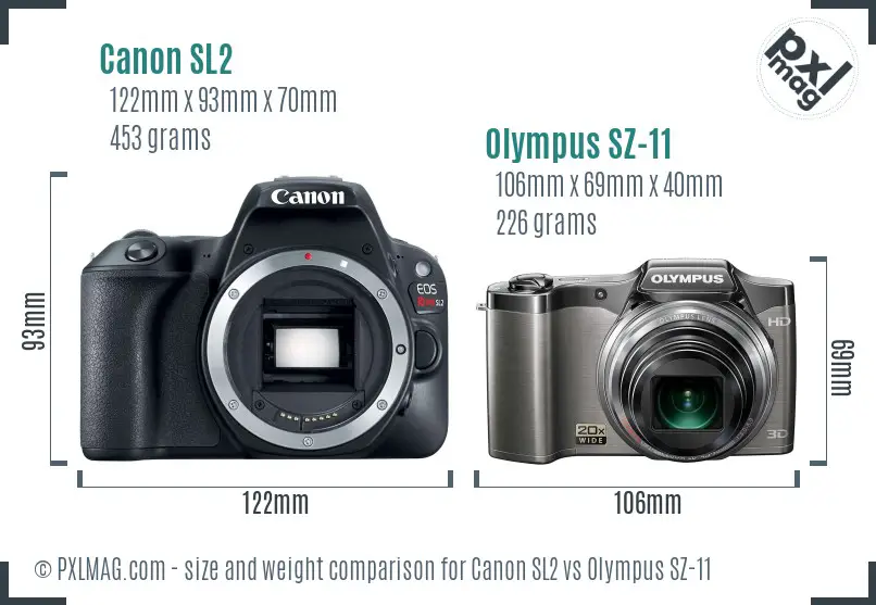 Canon SL2 vs Olympus SZ-11 size comparison