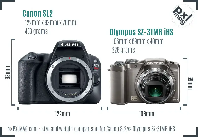 Canon SL2 vs Olympus SZ-31MR iHS size comparison
