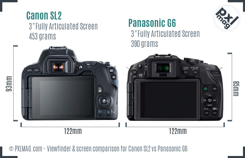 Canon SL2 vs Panasonic G6 Screen and Viewfinder comparison