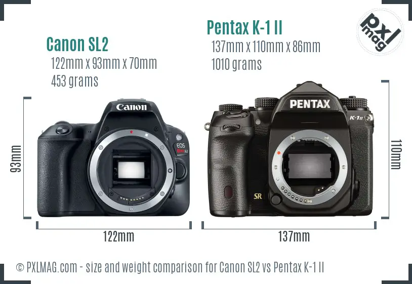 Canon SL2 vs Pentax K-1 II size comparison