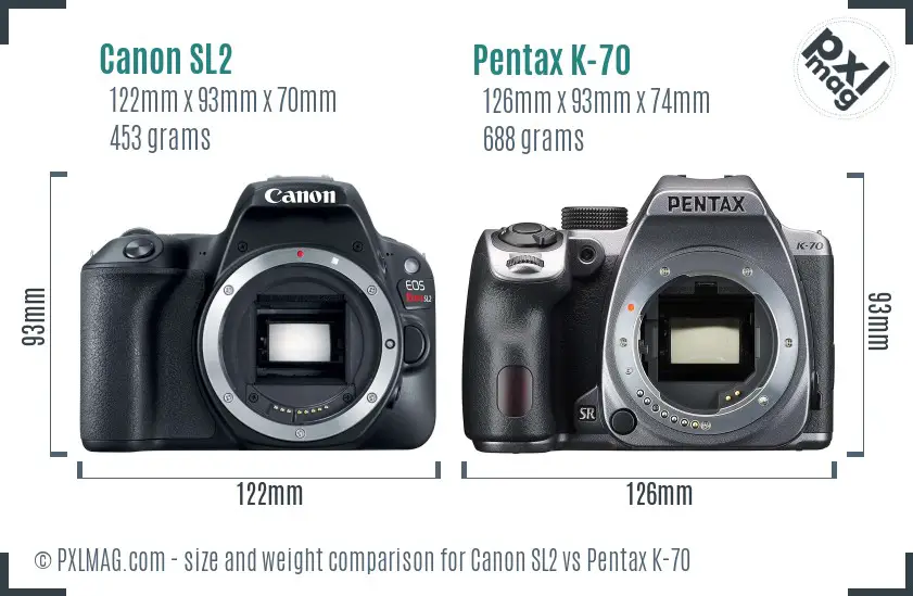 Canon SL2 vs Pentax K-70 size comparison