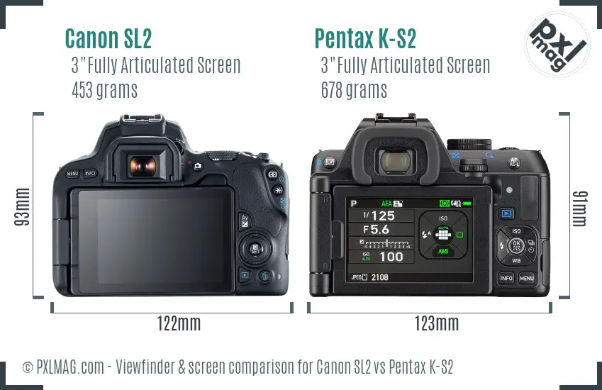 Canon SL2 vs Pentax K-S2 Screen and Viewfinder comparison