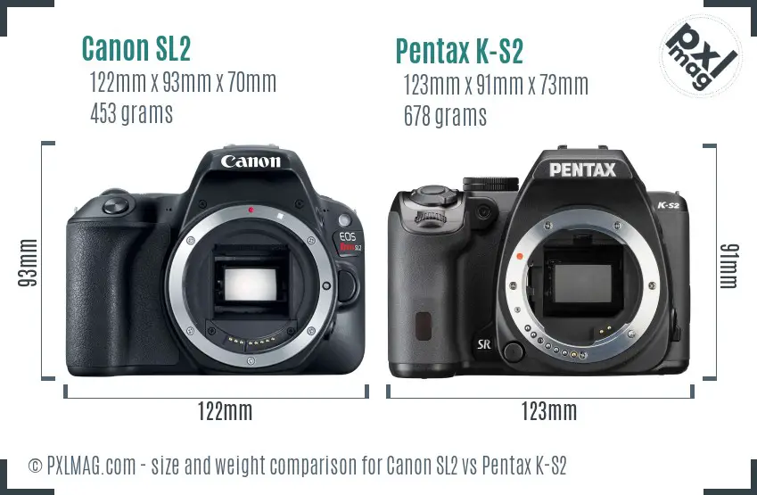 Canon SL2 vs Pentax K-S2 size comparison