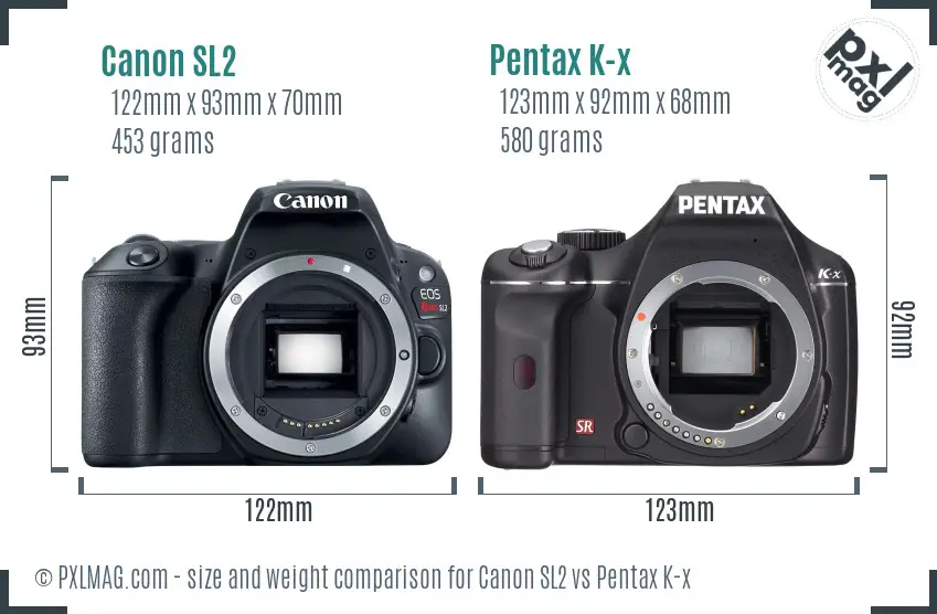 Canon SL2 vs Pentax K-x size comparison