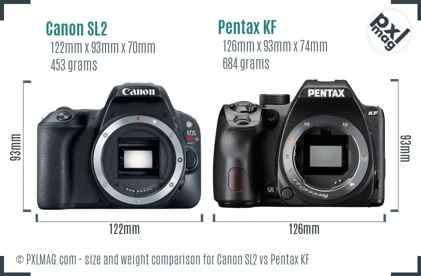 Canon SL2 vs Pentax KF size comparison