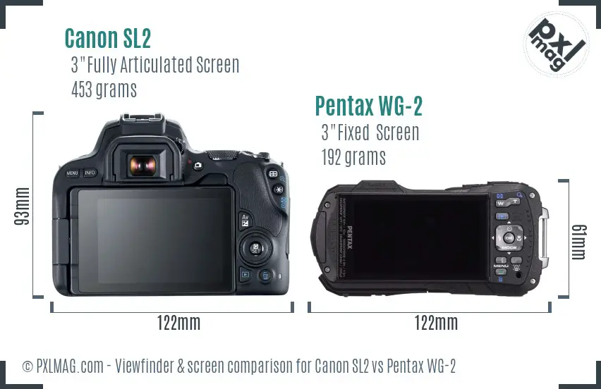 Canon SL2 vs Pentax WG-2 Screen and Viewfinder comparison