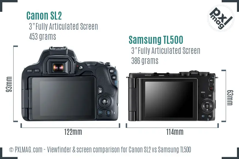 Canon SL2 vs Samsung TL500 Screen and Viewfinder comparison Canon SL2 vs Samsung TL500 Screen and Viewfinder comparison