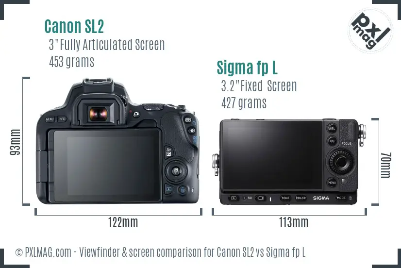 Canon SL2 vs Sigma fp L Screen and Viewfinder comparison