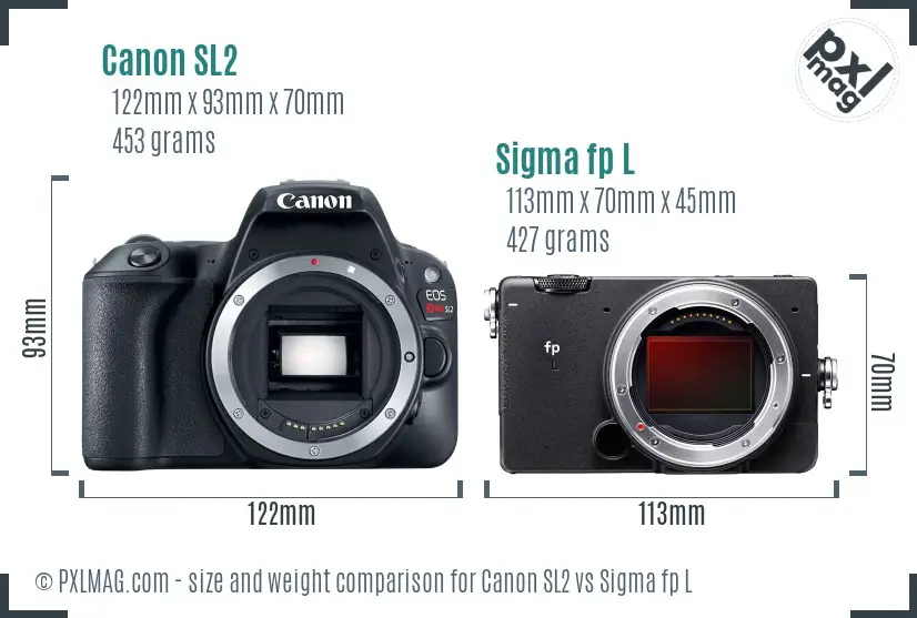 Canon SL2 vs Sigma fp L size comparison
