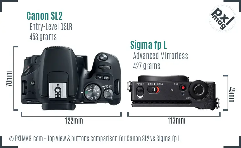 Canon SL2 vs Sigma fp L top view buttons comparison
