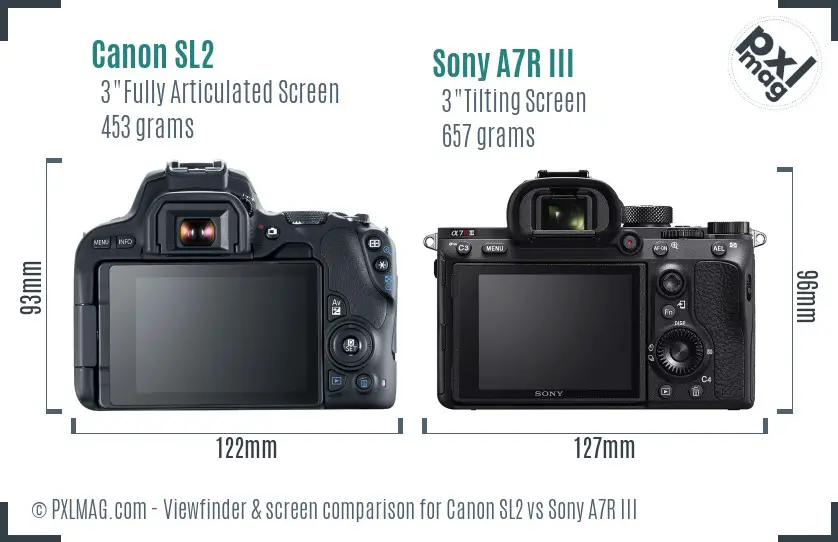 Canon SL2 vs Sony A7R III Screen and Viewfinder comparison