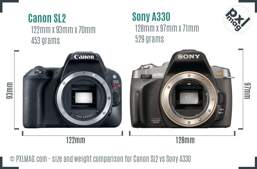 Canon SL2 vs Sony A330 size comparison