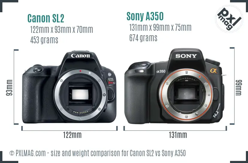 Canon SL2 vs Sony A350 size comparison