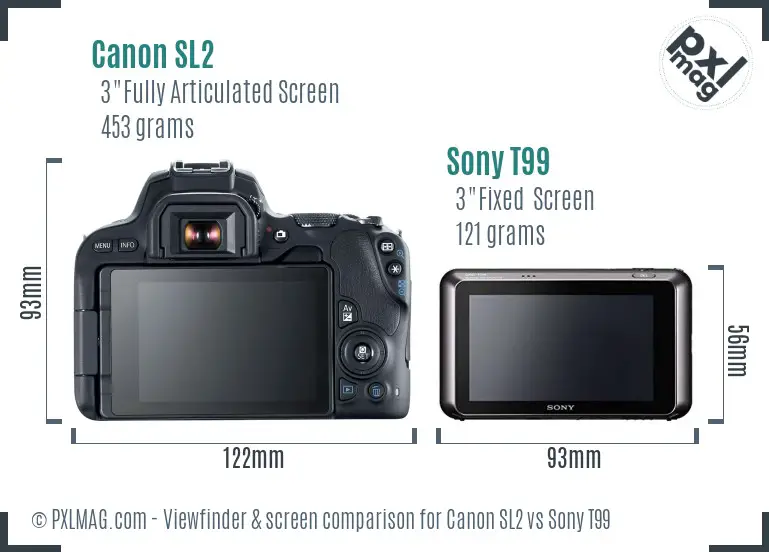 Canon SL2 vs Sony T99 Screen and Viewfinder comparison
