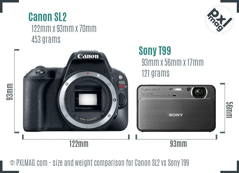 Canon SL2 vs Sony T99 size comparison