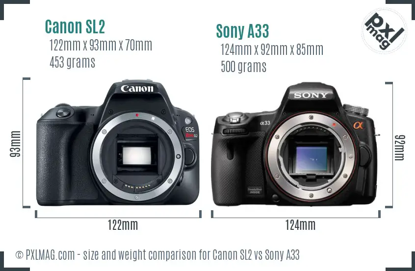 Canon SL2 vs Sony A33 size comparison