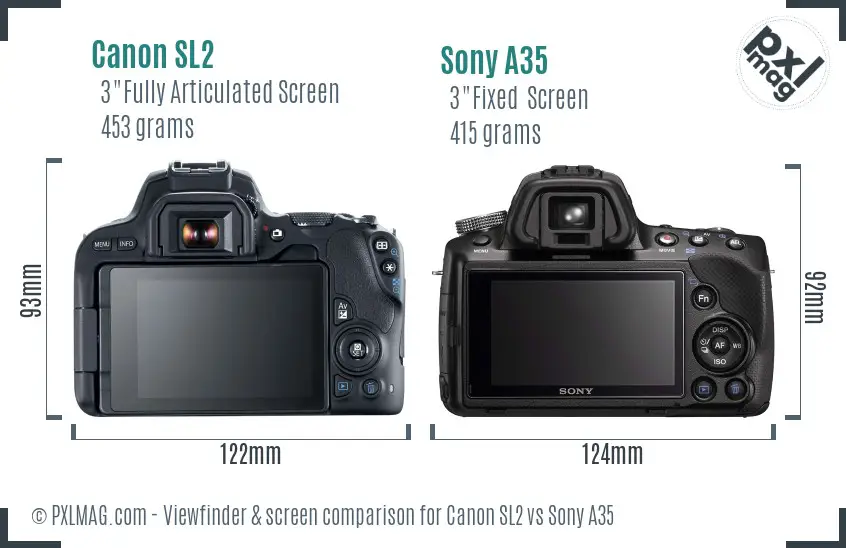 Canon SL2 vs Sony A35 Screen and Viewfinder comparison