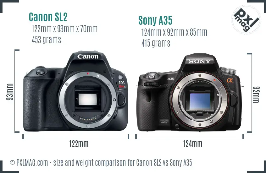 Canon SL2 vs Sony A35 size comparison