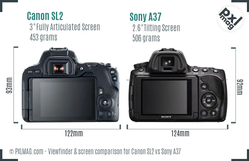 Canon SL2 vs Sony A37 Screen and Viewfinder comparison