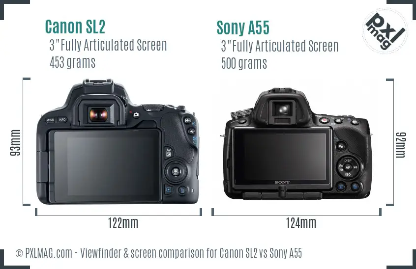 Canon SL2 vs Sony A55 Screen and Viewfinder comparison