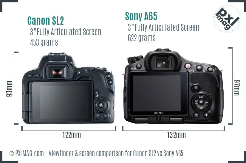 Canon SL2 vs Sony A65 Screen and Viewfinder comparison