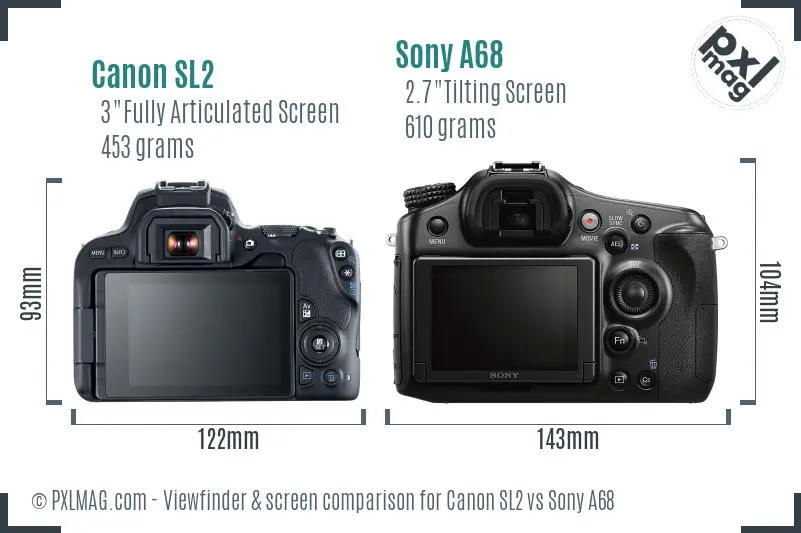 Canon SL2 vs Sony A68 Screen and Viewfinder comparison