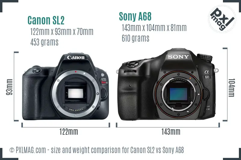 Canon SL2 vs Sony A68 size comparison