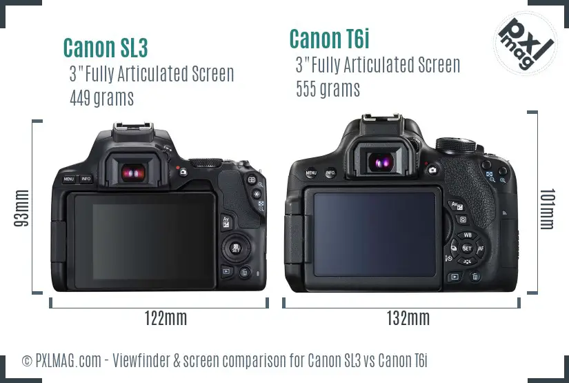 Canon SL3 vs Canon T6i Screen and Viewfinder comparison
