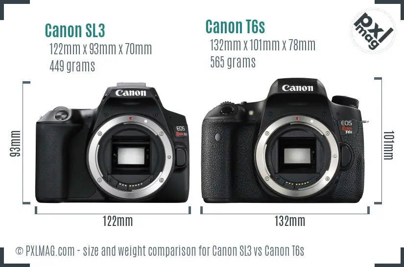 Canon SL3 vs Canon T6s size comparison