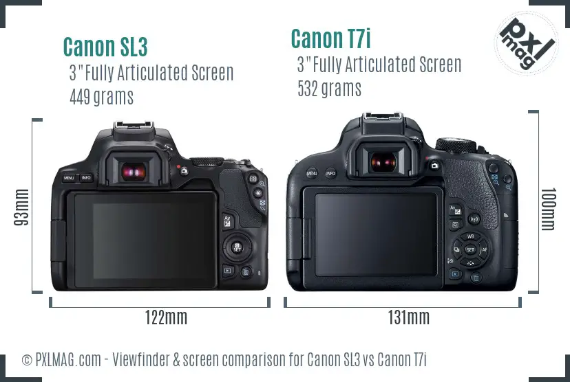 Canon SL3 vs Canon T7i Screen and Viewfinder comparison