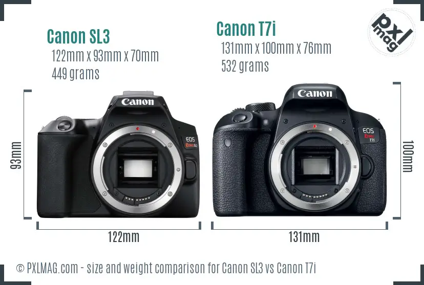 Canon SL3 vs Canon T7i size comparison