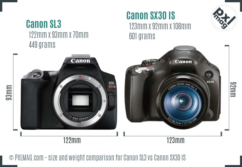 Canon SL3 vs Canon SX30 IS size comparison