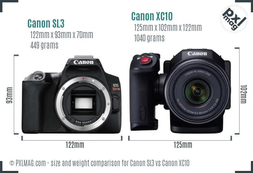 Canon SL3 vs Canon XC10 size comparison Canon SL3 vs Canon XC10 size comparison