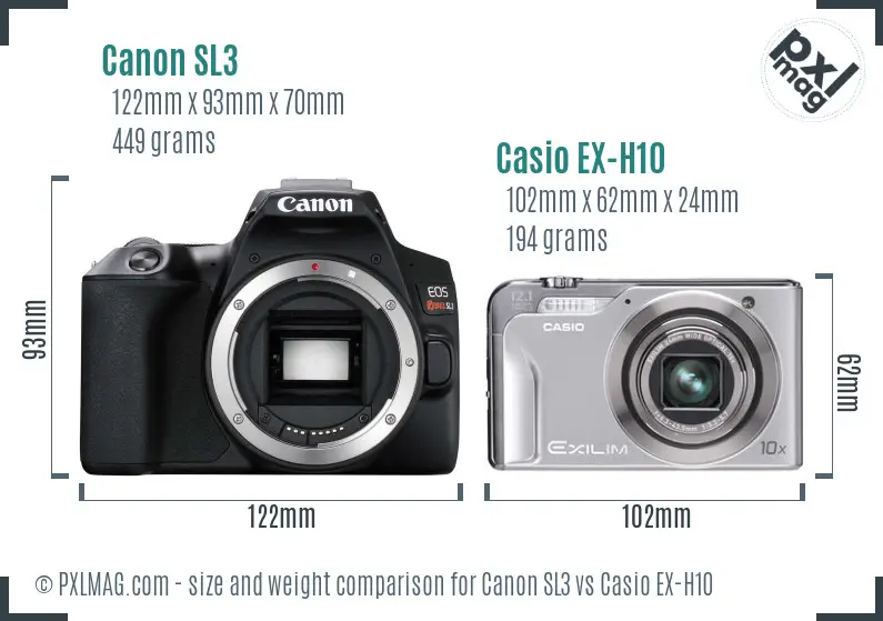 Canon SL3 vs Casio EX-H10 size comparison