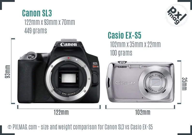 Canon SL3 vs Casio EX-S5 size comparison