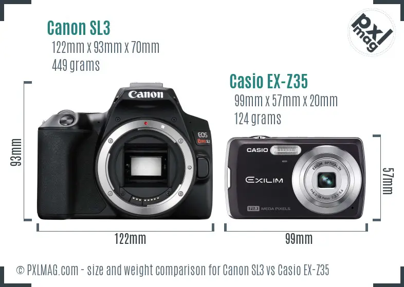 Canon SL3 vs Casio EX-Z35 size comparison Canon SL3 vs Casio EX-Z35 size comparison