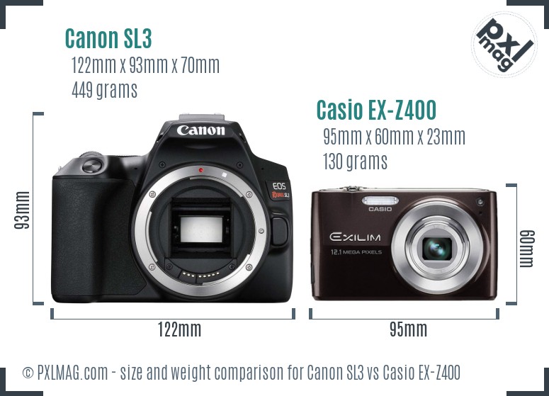 Canon SL3 vs Casio EX-Z400 size comparison