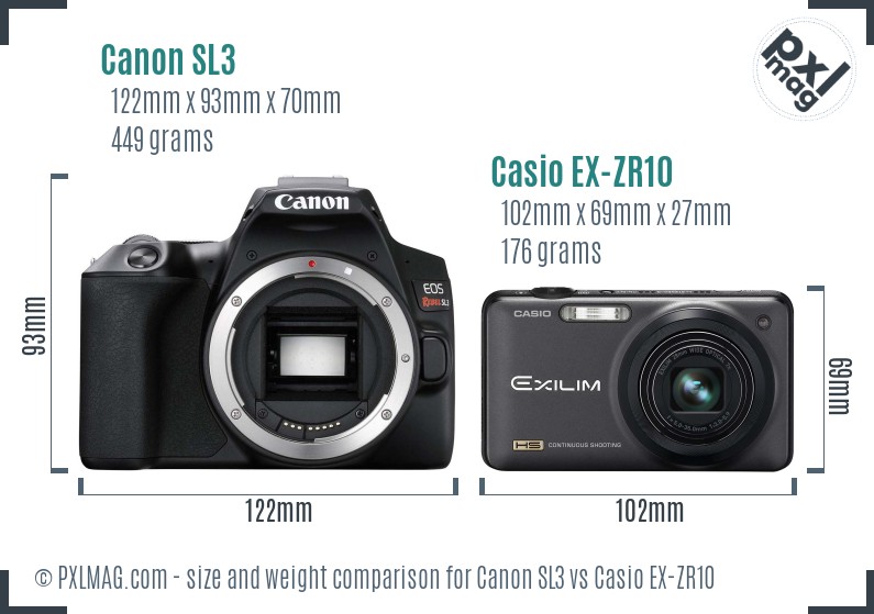 Canon SL3 vs Casio EX-ZR10 size comparison Canon SL3 vs Casio EX-ZR10 size comparison