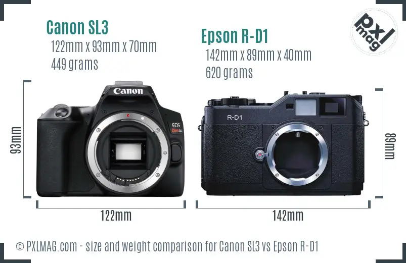 Canon SL3 vs Epson R-D1 size comparison