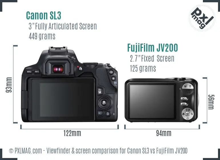 Canon SL3 vs FujiFilm JV200 Screen and Viewfinder comparison