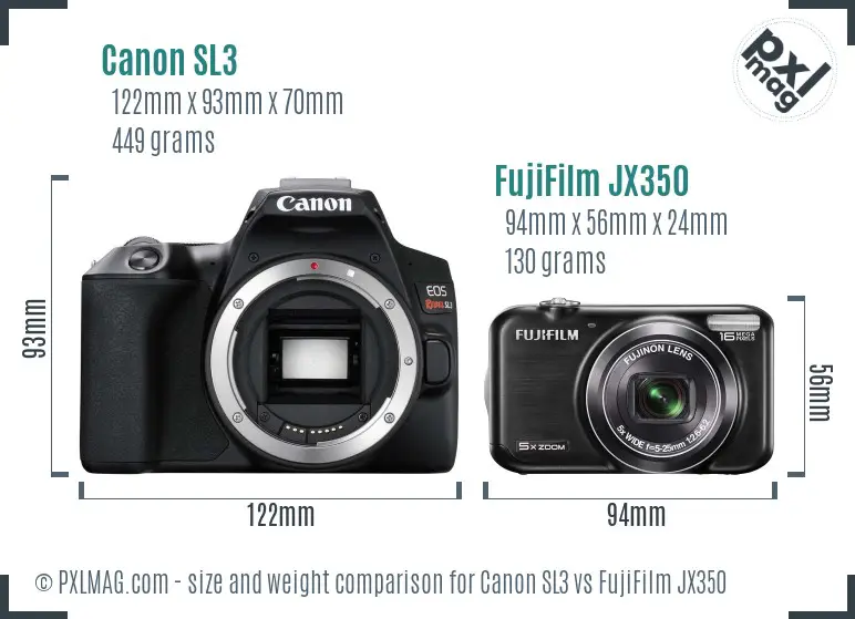 Canon SL3 vs FujiFilm JX350 size comparison