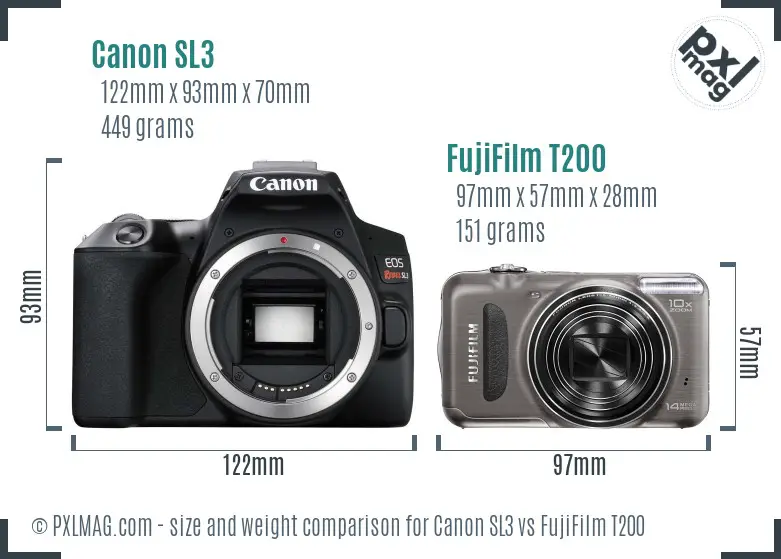 Canon SL3 vs FujiFilm T200 size comparison
