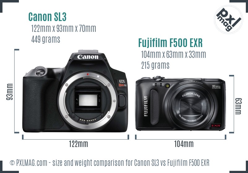 Canon SL3 vs Fujifilm F500 EXR size comparison Canon SL3 vs Fujifilm F500 EXR size comparison