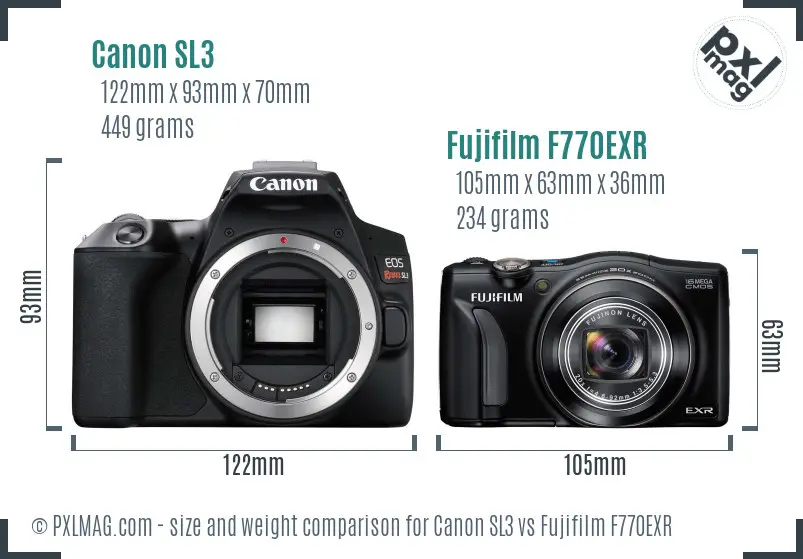 Canon SL3 vs Fujifilm F770EXR size comparison
