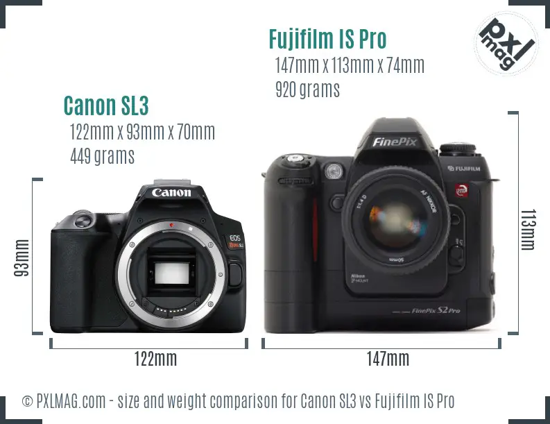 Canon SL3 vs Fujifilm IS Pro size comparison Canon SL3 vs Fujifilm IS Pro size comparison