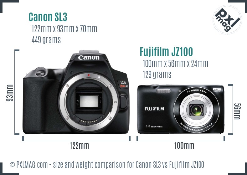 Canon SL3 vs Fujifilm JZ100 size comparison